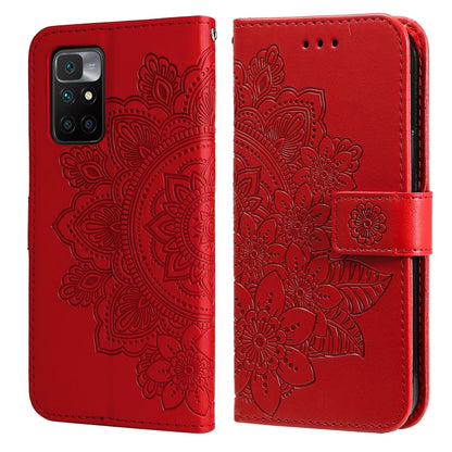 7-petal Flowers Embossing Pattern Horizontal Flip PU Leather Case with Holder & Card Slots & Wallet & Photo Frame, For Nokia 1.4, For Nokia G10 / G20 / 6.3, For Xiaomi Redmi 10, For OPPO Realme GT Master / Realme Q3 Pro