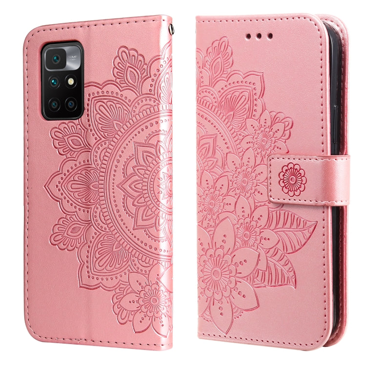 7-petal Flowers Embossing Pattern Horizontal Flip PU Leather Case with Holder & Card Slots & Wallet & Photo Frame, For Nokia 1.4, For Nokia G10 / G20 / 6.3, For Xiaomi Redmi 10, For OPPO Realme GT Master / Realme Q3 Pro