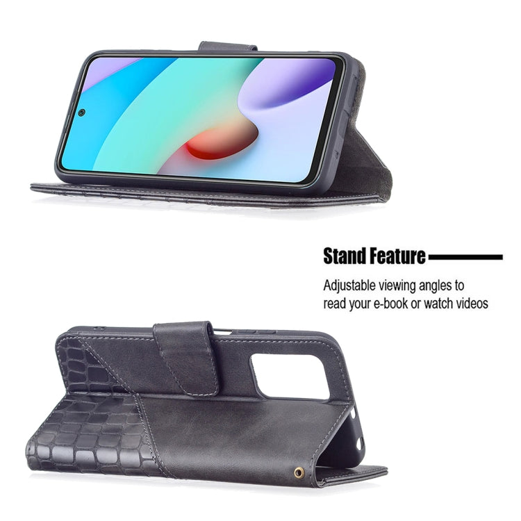 Matching Color Crocodile Texture Horizontal Flip PU Leather Case with Wallet & Holder & Card Slots, For Xiaomi Redmi 10