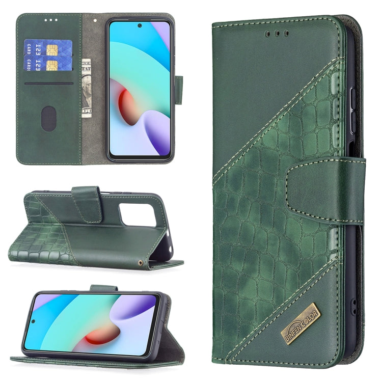 Matching Color Crocodile Texture Horizontal Flip PU Leather Case with Wallet & Holder & Card Slots, For Xiaomi Redmi 10