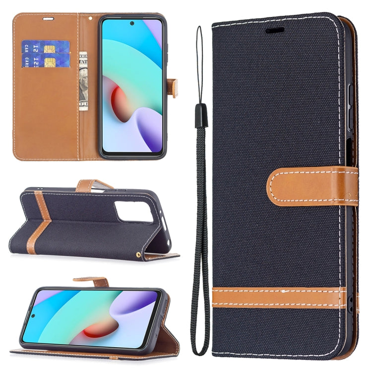 Color Matching Denim Texture Leather Case with Holder & Card Slots & Wallet & Lanyard, For Xiaomi Redmi 10