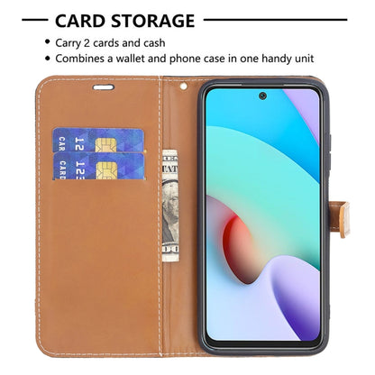 Color Matching Denim Texture Leather Case with Holder & Card Slots & Wallet & Lanyard, For Xiaomi Redmi 10