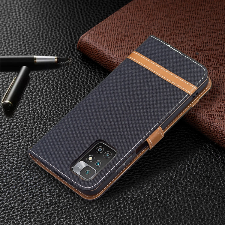 Color Matching Denim Texture Leather Case with Holder & Card Slots & Wallet & Lanyard, For Xiaomi Redmi 10