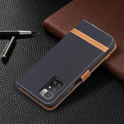 Color Matching Denim Texture Leather Case with Holder & Card Slots & Wallet & Lanyard, For Xiaomi Redmi 10