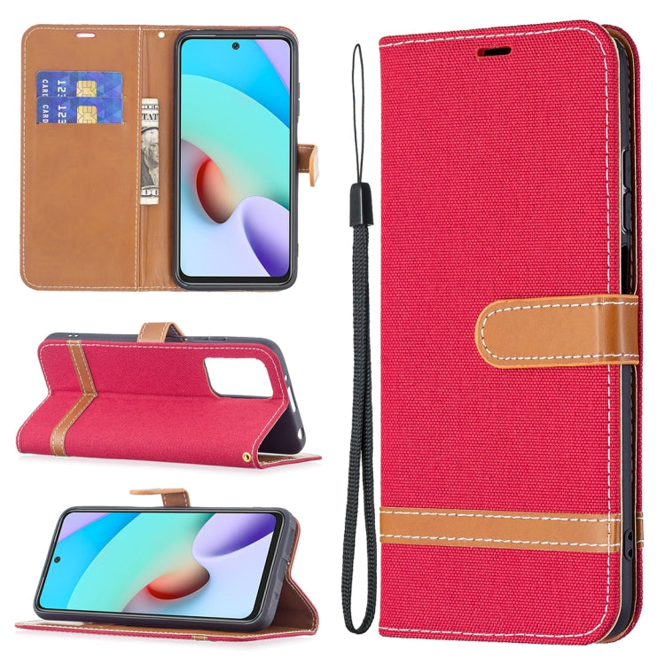 Color Matching Denim Texture Leather Case with Holder & Card Slots & Wallet & Lanyard, For Xiaomi Redmi 10
