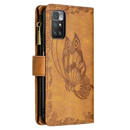 Flying Butterfly Embossing Pattern Zipper Horizontal Flip Leather Case with Holder & Card Slots & Wallet, For Xiaomi Redmi 10