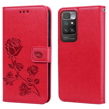 Rose Embossed Horizontal Flip PU Leather Case with Holder & Card Slots & Wallet, For Xiaomi Redmi 10