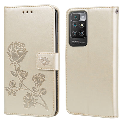 Rose Embossed Horizontal Flip PU Leather Case with Holder & Card Slots & Wallet, For Xiaomi Redmi 10