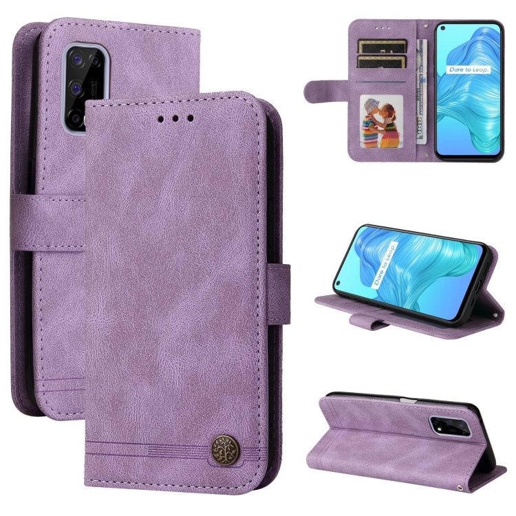 Skin Feel Life Tree Metal Button Horizontal Flip Leather Case with Holder & Card Slot & Wallet & Photo Frame & Strap, For OnePlus Nord 2 5G, For OnePlus Nord CE 5G, For OPPO Realme 7 5G / V5 5G, For Xiaomi Redmi 10