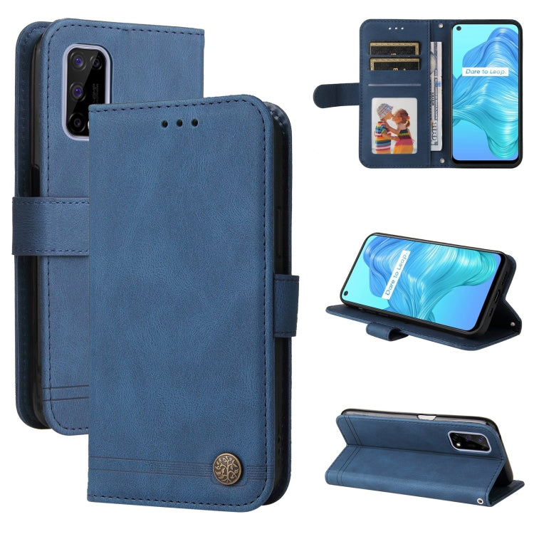 Skin Feel Life Tree Metal Button Horizontal Flip Leather Case with Holder & Card Slot & Wallet & Photo Frame & Strap, For OnePlus Nord 2 5G, For OnePlus Nord CE 5G, For OPPO Realme 7 5G / V5 5G, For Xiaomi Redmi 10