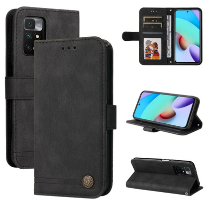 Skin Feel Life Tree Metal Button Horizontal Flip Leather Case with Holder & Card Slot & Wallet & Photo Frame & Strap, For OnePlus Nord 2 5G, For OnePlus Nord CE 5G, For OPPO Realme 7 5G / V5 5G, For Xiaomi Redmi 10