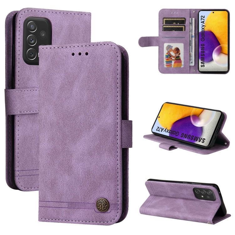 Skin Feel Life Tree Metal Button Horizontal Flip Leather Case with Holder & Card Slot & Wallet & Photo Frame & Strap, For Samsung Galaxy A52 5G / 4G / A52s, For Samsung Galaxy A72 5G / 4G