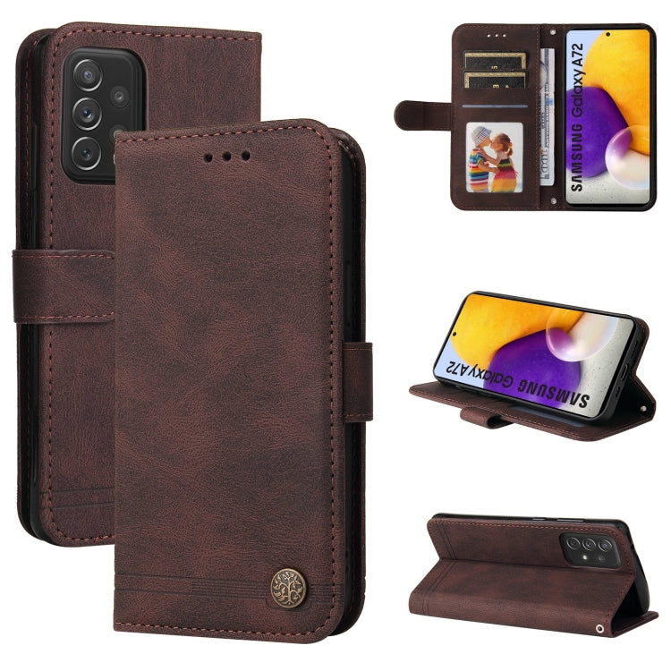 Skin Feel Life Tree Metal Button Horizontal Flip Leather Case with Holder & Card Slot & Wallet & Photo Frame & Strap, For Samsung Galaxy A52 5G / 4G / A52s, For Samsung Galaxy A72 5G / 4G