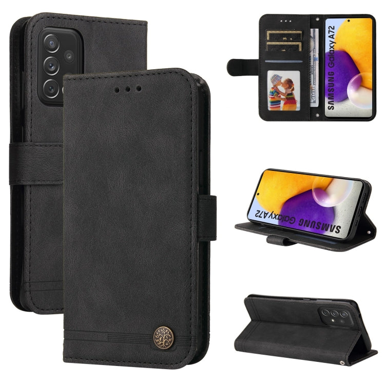 Skin Feel Life Tree Metal Button Horizontal Flip Leather Case with Holder & Card Slot & Wallet & Photo Frame & Strap, For Samsung Galaxy A52 5G / 4G / A52s, For Samsung Galaxy A72 5G / 4G