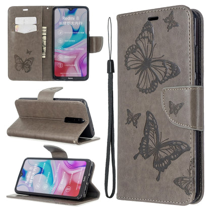 Embossing Two Butterflies Pattern Horizontal Flip PU Leather Case with Holder & Card Slot & Wallet & Lanyard, For Xiaomi Redmi  8A, For Xiaomi Redmi  8, For Nokia 6.2 / 7.2, For Sony Xperia 20, For Sony Xperia 5 / XZ5