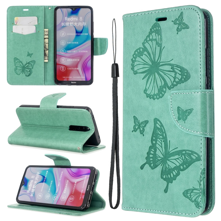 Embossing Two Butterflies Pattern Horizontal Flip PU Leather Case with Holder & Card Slot & Wallet & Lanyard, For Xiaomi Redmi  8A, For Xiaomi Redmi  8, For Nokia 6.2 / 7.2, For Sony Xperia 20, For Sony Xperia 5 / XZ5