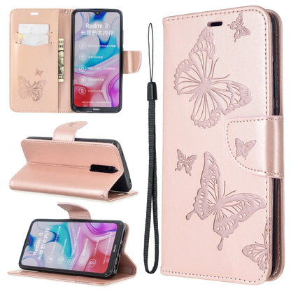 Embossing Two Butterflies Pattern Horizontal Flip PU Leather Case with Holder & Card Slot & Wallet & Lanyard, For Xiaomi Redmi  8A, For Xiaomi Redmi  8, For Nokia 6.2 / 7.2, For Sony Xperia 20, For Sony Xperia 5 / XZ5