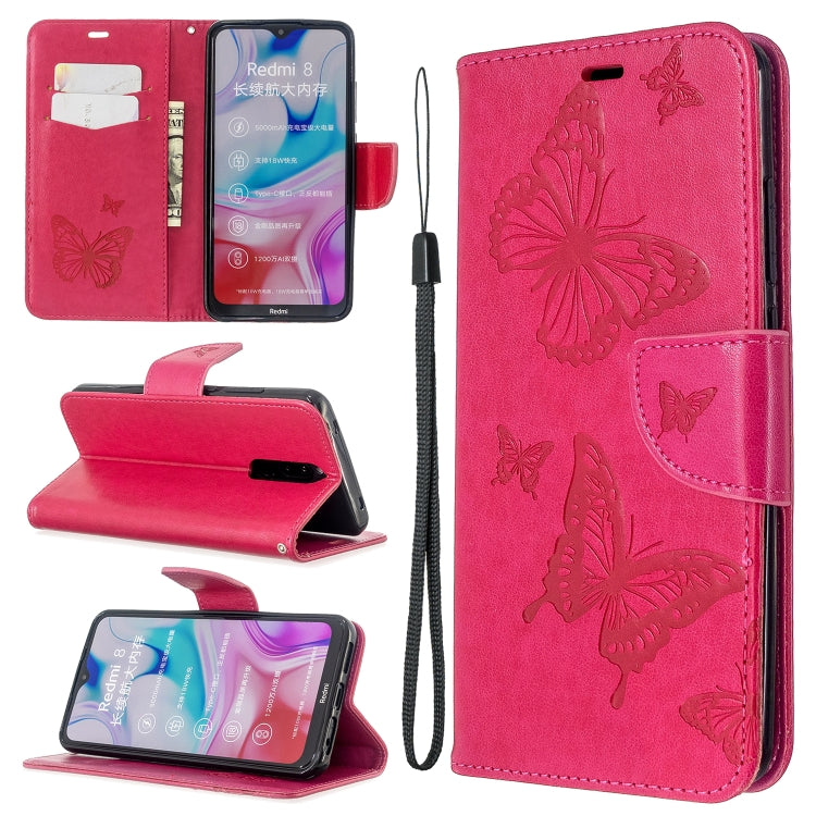 Embossing Two Butterflies Pattern Horizontal Flip PU Leather Case with Holder & Card Slot & Wallet & Lanyard, For Xiaomi Redmi  8A, For Xiaomi Redmi  8, For Nokia 6.2 / 7.2, For Sony Xperia 20, For Sony Xperia 5 / XZ5
