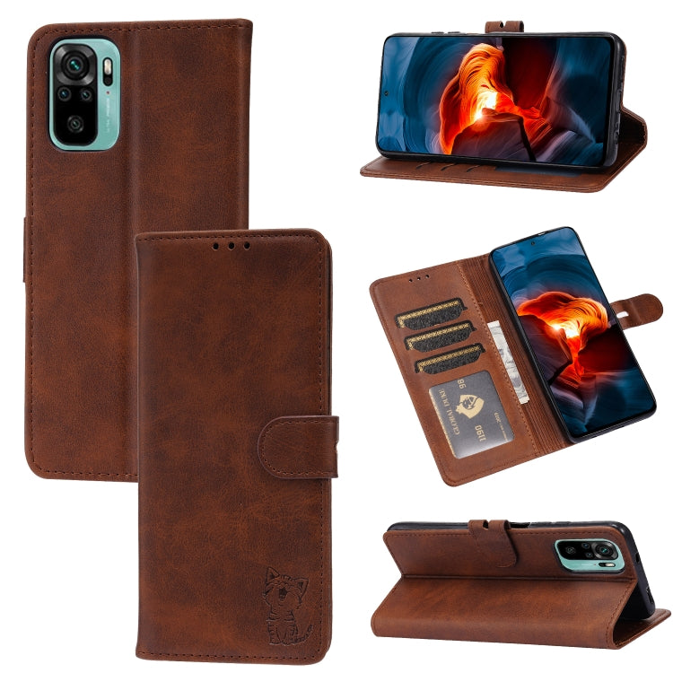 Embossed Happy Cat Pattern Horizontal Flip Leather Case with Holder & Card Slots & Wallet, For Xiaomi Redmi Note 10 Pro 5G, For Xiaomi Redmi 10, For Xiaomi Mi 11, For Xiaomi Mi 11T