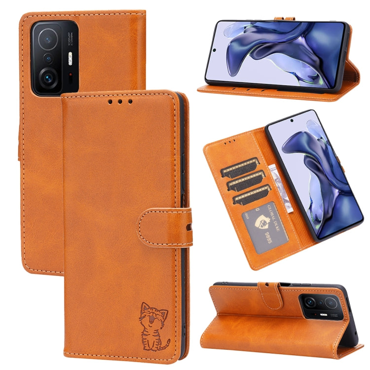 Embossed Happy Cat Pattern Horizontal Flip Leather Case with Holder & Card Slots & Wallet, For Xiaomi Redmi Note 10 Pro 5G, For Xiaomi Redmi 10, For Xiaomi Mi 11, For Xiaomi Mi 11T