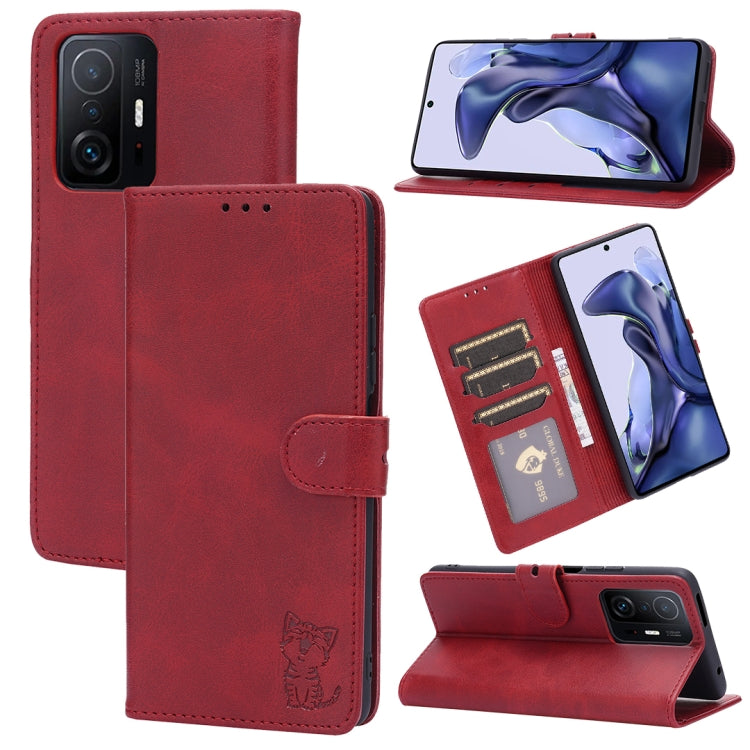 Embossed Happy Cat Pattern Horizontal Flip Leather Case with Holder & Card Slots & Wallet, For Xiaomi Redmi Note 10 Pro 5G, For Xiaomi Redmi 10, For Xiaomi Mi 11, For Xiaomi Mi 11T
