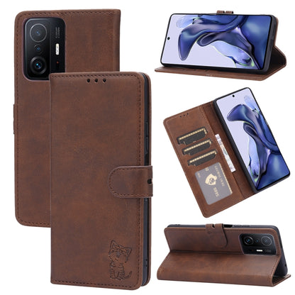 Embossed Happy Cat Pattern Horizontal Flip Leather Case with Holder & Card Slots & Wallet, For Xiaomi Redmi Note 10 Pro 5G, For Xiaomi Redmi 10, For Xiaomi Mi 11, For Xiaomi Mi 11T