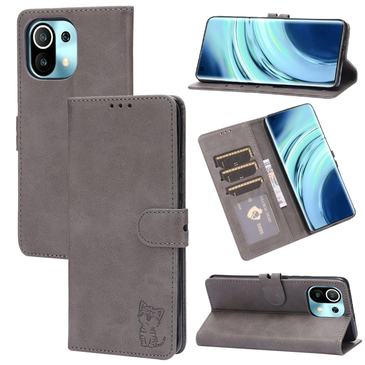 Embossed Happy Cat Pattern Horizontal Flip Leather Case with Holder & Card Slots & Wallet, For Xiaomi Redmi Note 10 Pro 5G, For Xiaomi Redmi 10, For Xiaomi Mi 11, For Xiaomi Mi 11T