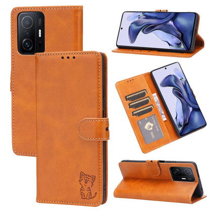 Embossed Happy Cat Pattern Horizontal Flip Leather Case with Holder & Card Slots & Wallet, For Xiaomi Redmi Note 10 Pro 5G, For Xiaomi Redmi 10, For Xiaomi Mi 11, For Xiaomi Mi 11T