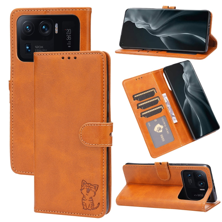 Embossed Happy Cat Pattern Horizontal Flip Leather Case with Holder & Card Slots & Wallet, For Xiaomi Mi 11 Ultra, For Xiaomi Mi 11 Lite, For Google Pixel 5a 5G, For Google Pixel 5 XL