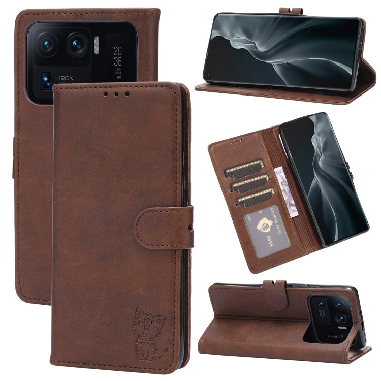 Embossed Happy Cat Pattern Horizontal Flip Leather Case with Holder & Card Slots & Wallet, For Xiaomi Mi 11 Ultra, For Xiaomi Mi 11 Lite, For Google Pixel 5a 5G, For Google Pixel 5 XL