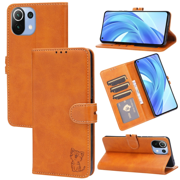 Embossed Happy Cat Pattern Horizontal Flip Leather Case with Holder & Card Slots & Wallet, For Xiaomi Mi 11 Ultra, For Xiaomi Mi 11 Lite, For Google Pixel 5a 5G, For Google Pixel 5 XL