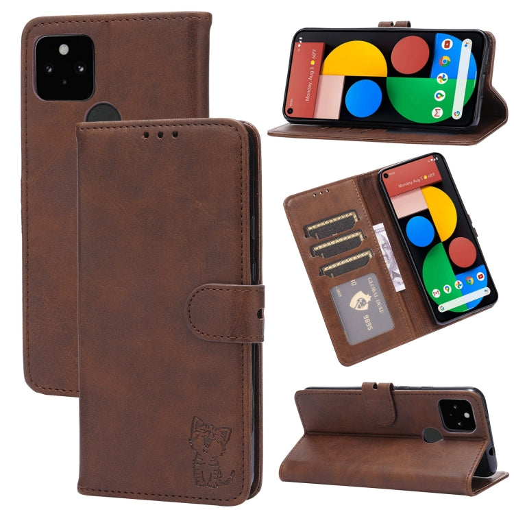 Embossed Happy Cat Pattern Horizontal Flip Leather Case with Holder & Card Slots & Wallet, For Xiaomi Mi 11 Ultra, For Xiaomi Mi 11 Lite, For Google Pixel 5a 5G, For Google Pixel 5 XL