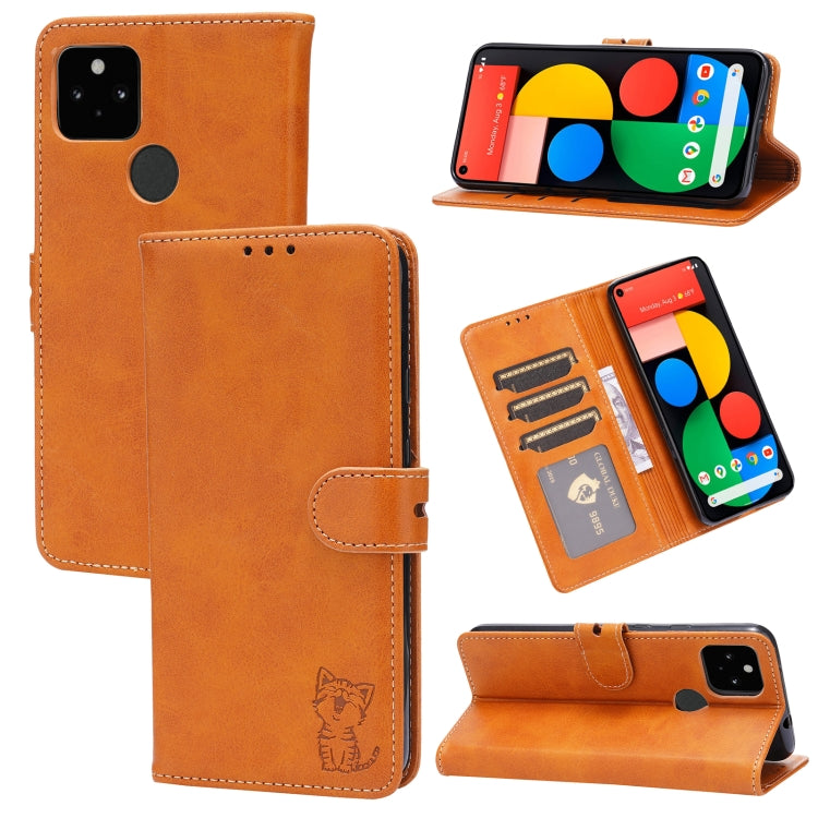 Embossed Happy Cat Pattern Horizontal Flip Leather Case with Holder & Card Slots & Wallet, For Xiaomi Mi 11 Ultra, For Xiaomi Mi 11 Lite, For Google Pixel 5a 5G, For Google Pixel 5 XL
