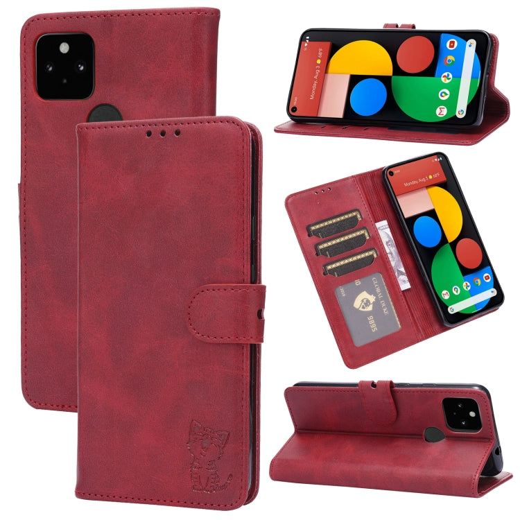 Embossed Happy Cat Pattern Horizontal Flip Leather Case with Holder & Card Slots & Wallet, For Xiaomi Mi 11 Ultra, For Xiaomi Mi 11 Lite, For Google Pixel 5a 5G, For Google Pixel 5 XL