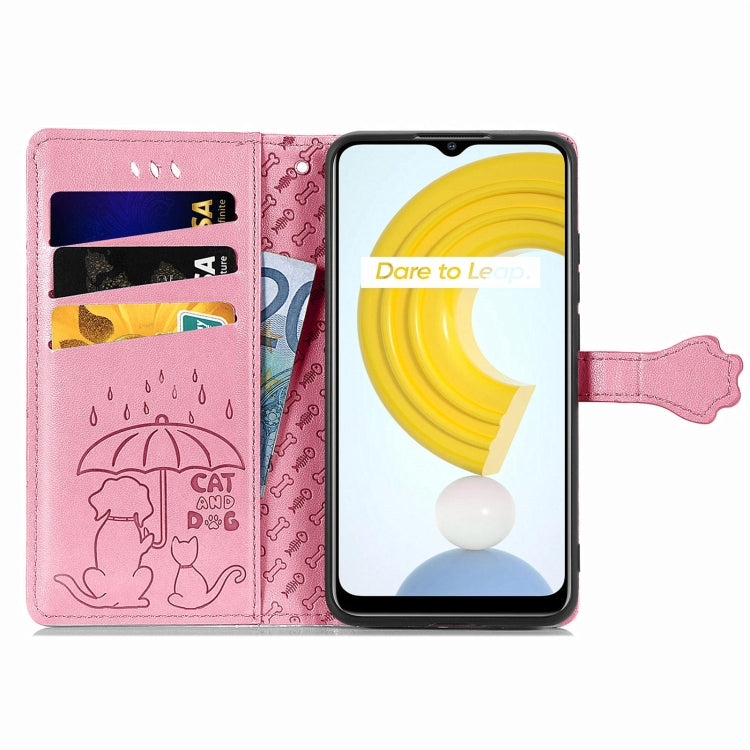 Cat and Dog Embossed Horizontal Flip Phone Leather Case with Holder & Card Slot & Wallet & Lanyard, For OPPO Realme C21Y, For Xiaomi Mi 11T / 11T Pro, For Honor Play 5T Youth