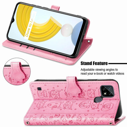 Cat and Dog Embossed Horizontal Flip Phone Leather Case with Holder & Card Slot & Wallet & Lanyard, For OPPO Realme C21Y, For Xiaomi Mi 11T / 11T Pro, For Honor Play 5T Youth