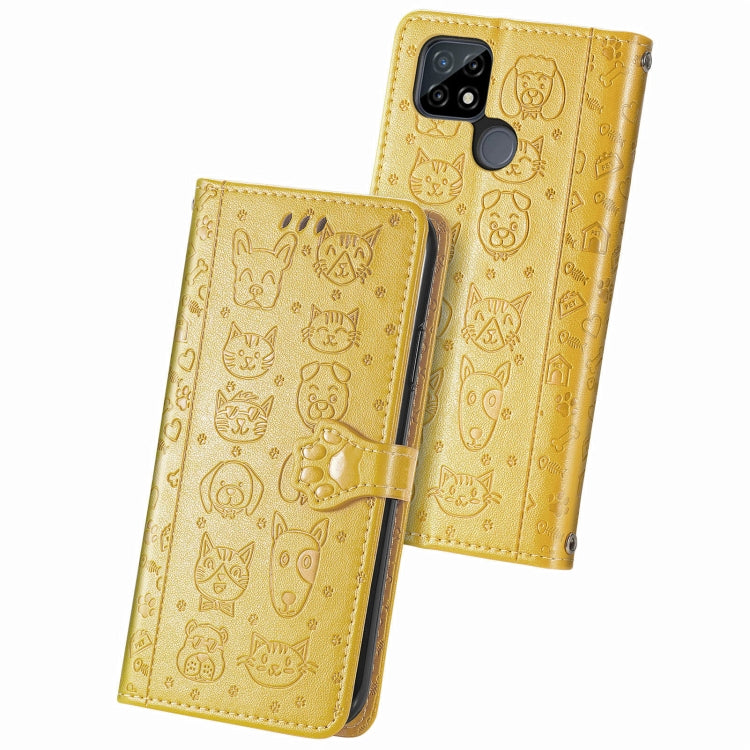 Cat and Dog Embossed Horizontal Flip Phone Leather Case with Holder & Card Slot & Wallet & Lanyard, For OPPO Realme C21Y, For Xiaomi Mi 11T / 11T Pro, For Honor Play 5T Youth