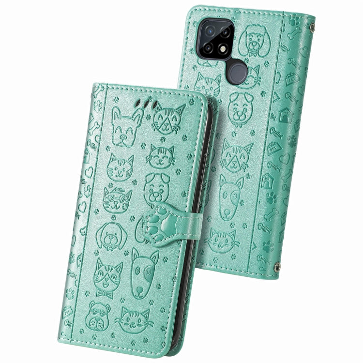 Cat and Dog Embossed Horizontal Flip Phone Leather Case with Holder & Card Slot & Wallet & Lanyard, For OPPO Realme C21Y, For Xiaomi Mi 11T / 11T Pro, For Honor Play 5T Youth