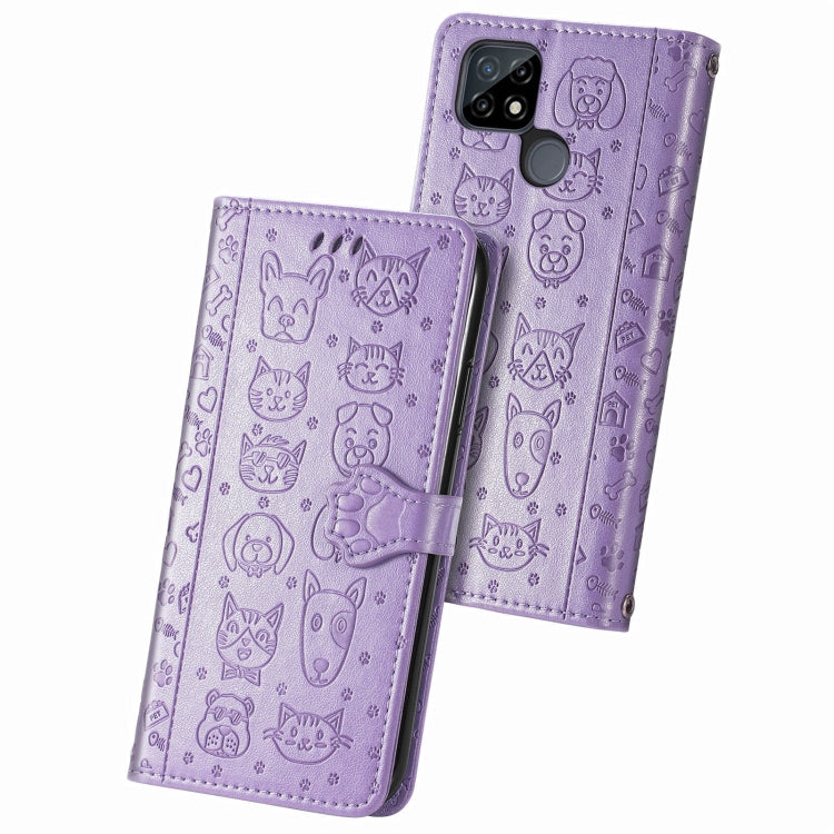 Cat and Dog Embossed Horizontal Flip Phone Leather Case with Holder & Card Slot & Wallet & Lanyard, For OPPO Realme C21Y, For Xiaomi Mi 11T / 11T Pro, For Honor Play 5T Youth