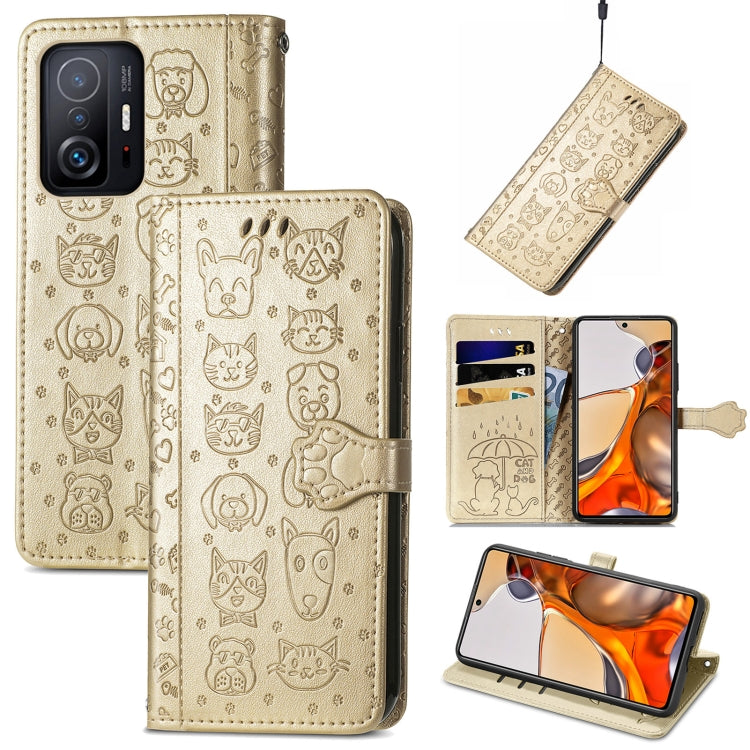 Cat and Dog Embossed Horizontal Flip Phone Leather Case with Holder & Card Slot & Wallet & Lanyard, For OPPO Realme C21Y, For Xiaomi Mi 11T / 11T Pro, For Honor Play 5T Youth