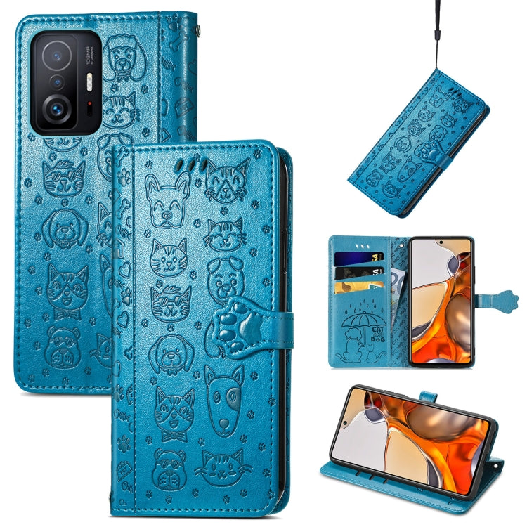 Cat and Dog Embossed Horizontal Flip Phone Leather Case with Holder & Card Slot & Wallet & Lanyard, For OPPO Realme C21Y, For Xiaomi Mi 11T / 11T Pro, For Honor Play 5T Youth