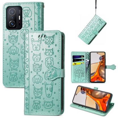 Cat and Dog Embossed Horizontal Flip Phone Leather Case with Holder & Card Slot & Wallet & Lanyard, For OPPO Realme C21Y, For Xiaomi Mi 11T / 11T Pro, For Honor Play 5T Youth
