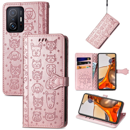 Cat and Dog Embossed Horizontal Flip Phone Leather Case with Holder & Card Slot & Wallet & Lanyard, For OPPO Realme C21Y, For Xiaomi Mi 11T / 11T Pro, For Honor Play 5T Youth