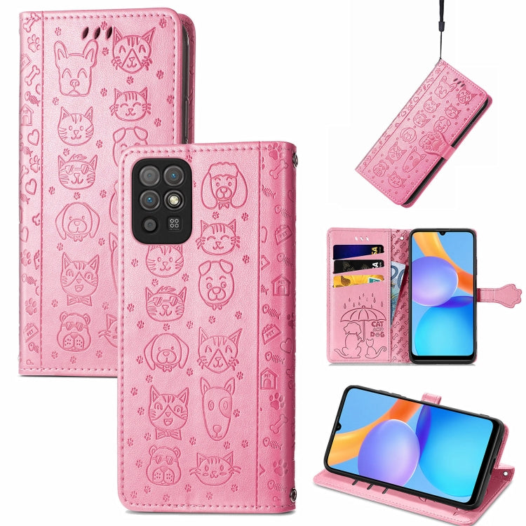 Cat and Dog Embossed Horizontal Flip Phone Leather Case with Holder & Card Slot & Wallet & Lanyard, For OPPO Realme C21Y, For Xiaomi Mi 11T / 11T Pro, For Honor Play 5T Youth