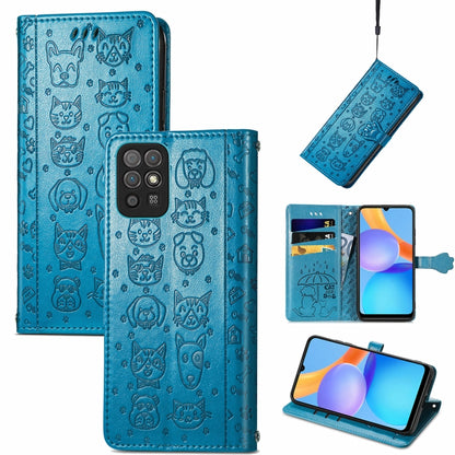 Cat and Dog Embossed Horizontal Flip Phone Leather Case with Holder & Card Slot & Wallet & Lanyard, For OPPO Realme C21Y, For Xiaomi Mi 11T / 11T Pro, For Honor Play 5T Youth