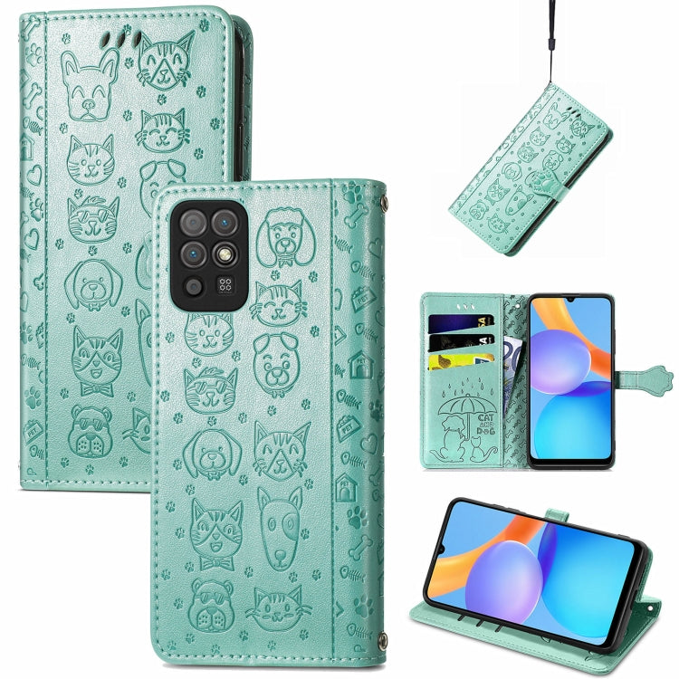 Cat and Dog Embossed Horizontal Flip Phone Leather Case with Holder & Card Slot & Wallet & Lanyard, For OPPO Realme C21Y, For Xiaomi Mi 11T / 11T Pro, For Honor Play 5T Youth