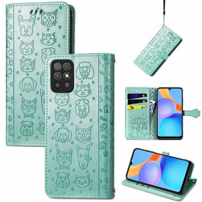 Cat and Dog Embossed Horizontal Flip Phone Leather Case with Holder & Card Slot & Wallet & Lanyard, For OPPO Realme C21Y, For Xiaomi Mi 11T / 11T Pro, For Honor Play 5T Youth