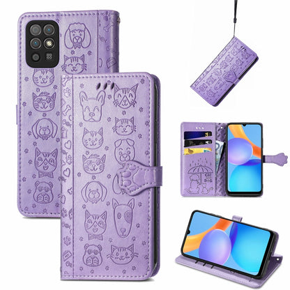 Cat and Dog Embossed Horizontal Flip Phone Leather Case with Holder & Card Slot & Wallet & Lanyard, For OPPO Realme C21Y, For Xiaomi Mi 11T / 11T Pro, For Honor Play 5T Youth