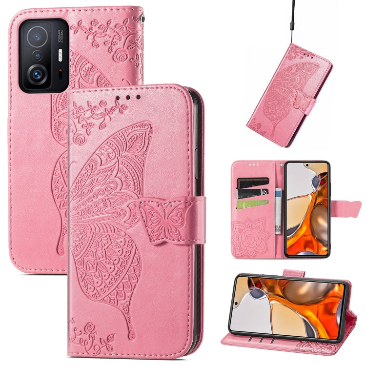Butterfly Love Flowers Embossed Horizontal Flip Leather Case with Holder & Card Slots & Wallet & Lanyard, For OPPO Realme C21Y, For Xiaomi Mi 11T / 11T Pro, For Honor Play 5T Youth