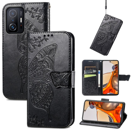 Butterfly Love Flowers Embossed Horizontal Flip Leather Case with Holder & Card Slots & Wallet & Lanyard, For OPPO Realme C21Y, For Xiaomi Mi 11T / 11T Pro, For Honor Play 5T Youth